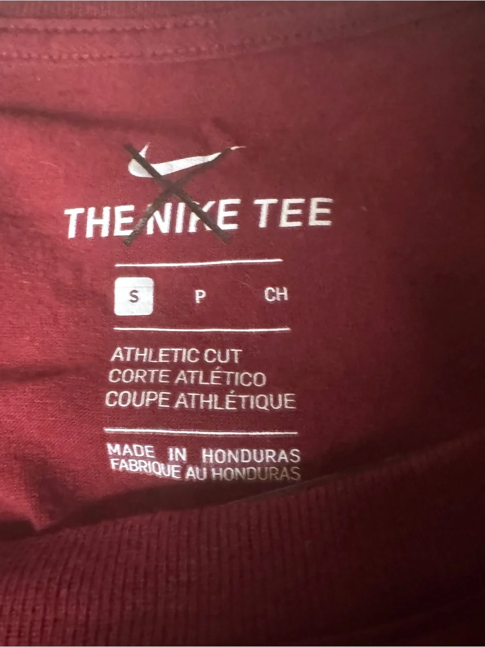 Nike Men's Graphic Short Sleeve T-shirt Maroon/Burgundy Stacked Block Text Logo